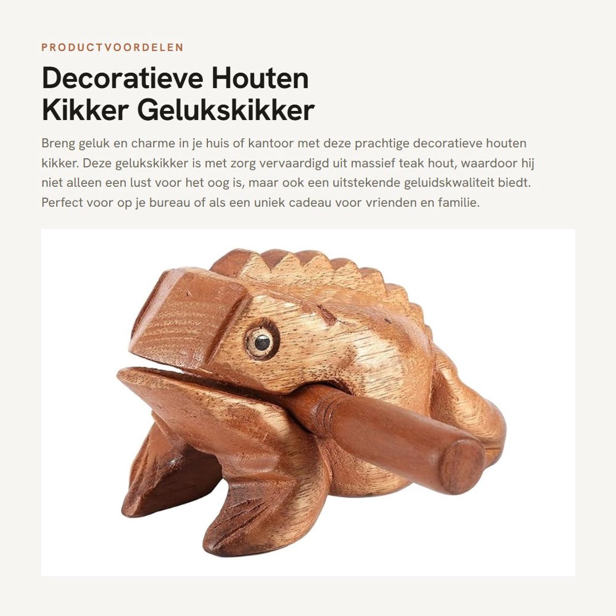 Dailygoods- Decoratieve Kikker Houten Gelukskikker - Decoratie Kantoor - Decoratie Huis - Decoratie Bureau - Cadeau Vrienden - Afmeting 15,6 cm