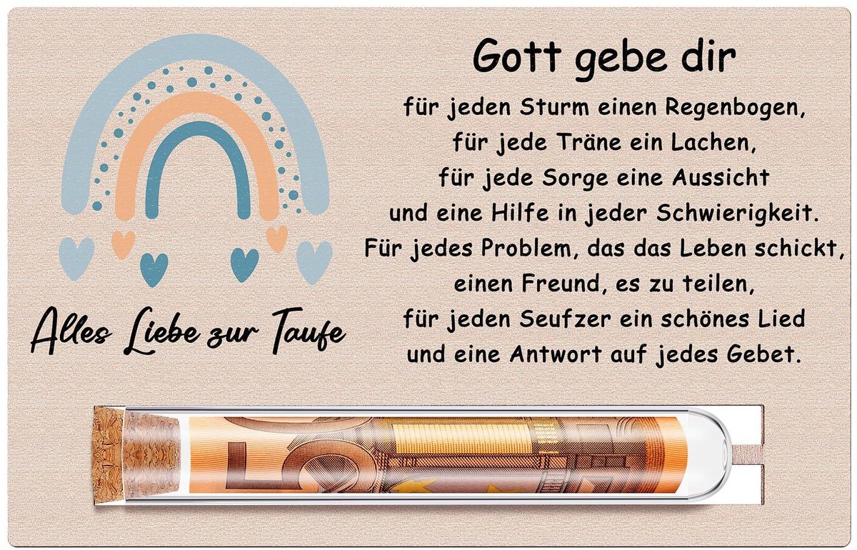 Dailygoods - Geldcadeau voor doop - Geldvoucher voor kind - Uniek reageerbuiscadeau - Blauw - Houten geschenkdoos - Geschikt voor doopkinderen - Peetz...