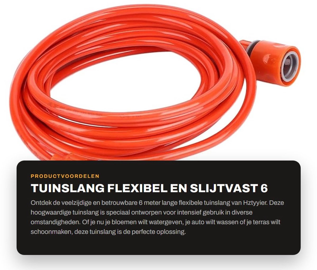 Dailygoods- Tuinslang 6 Meter - Flexibel - Waterdicht - Slijtvast - Knikbestendig - Hoogwaardige Kunststof - Geschikt voor Buitengebruik - Waterpijp