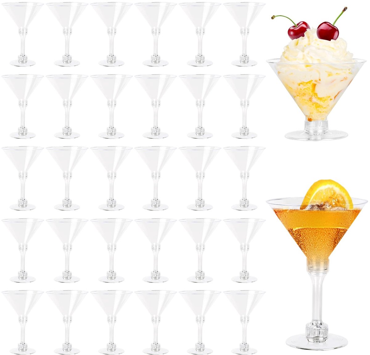 Dailygoods- Cocktailglazen 30 Stuks - Herbruikbare Plastic Glazen - Verstelbare Bekerhandgreep - 150ml/5oz - Duurzaam PS-Materiaal - Perfect voor Feestjes - Martiniglazen