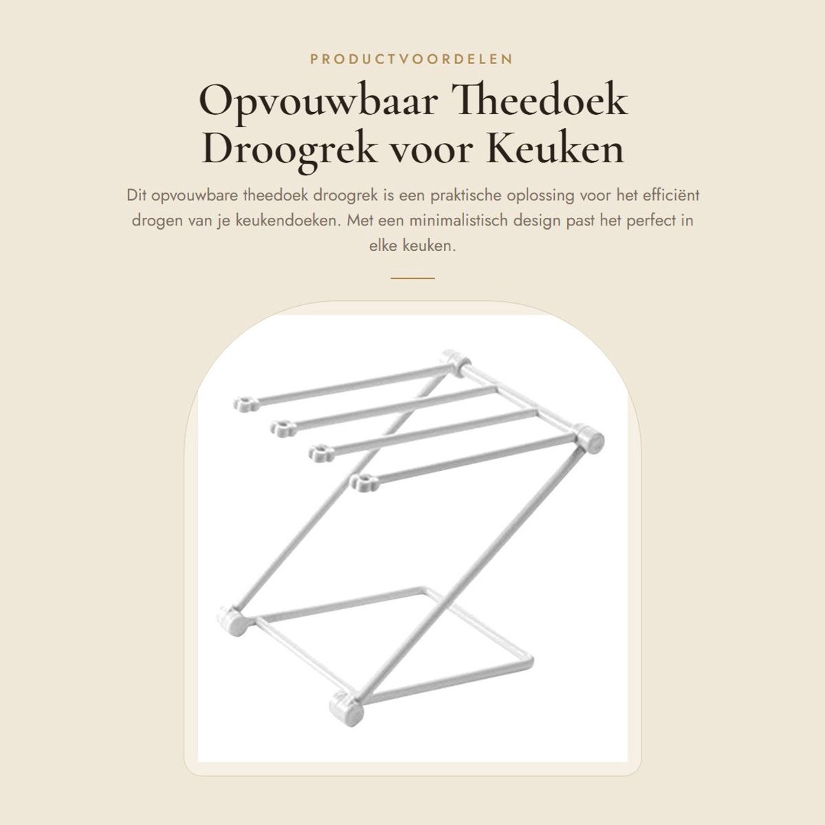 Dailygoods- Theedoekhouder Opvouwbaar - Keukenrek Hangend - Multifunctioneel - Droogrek - Lichtgrijs - Duurzaam Ontwerp