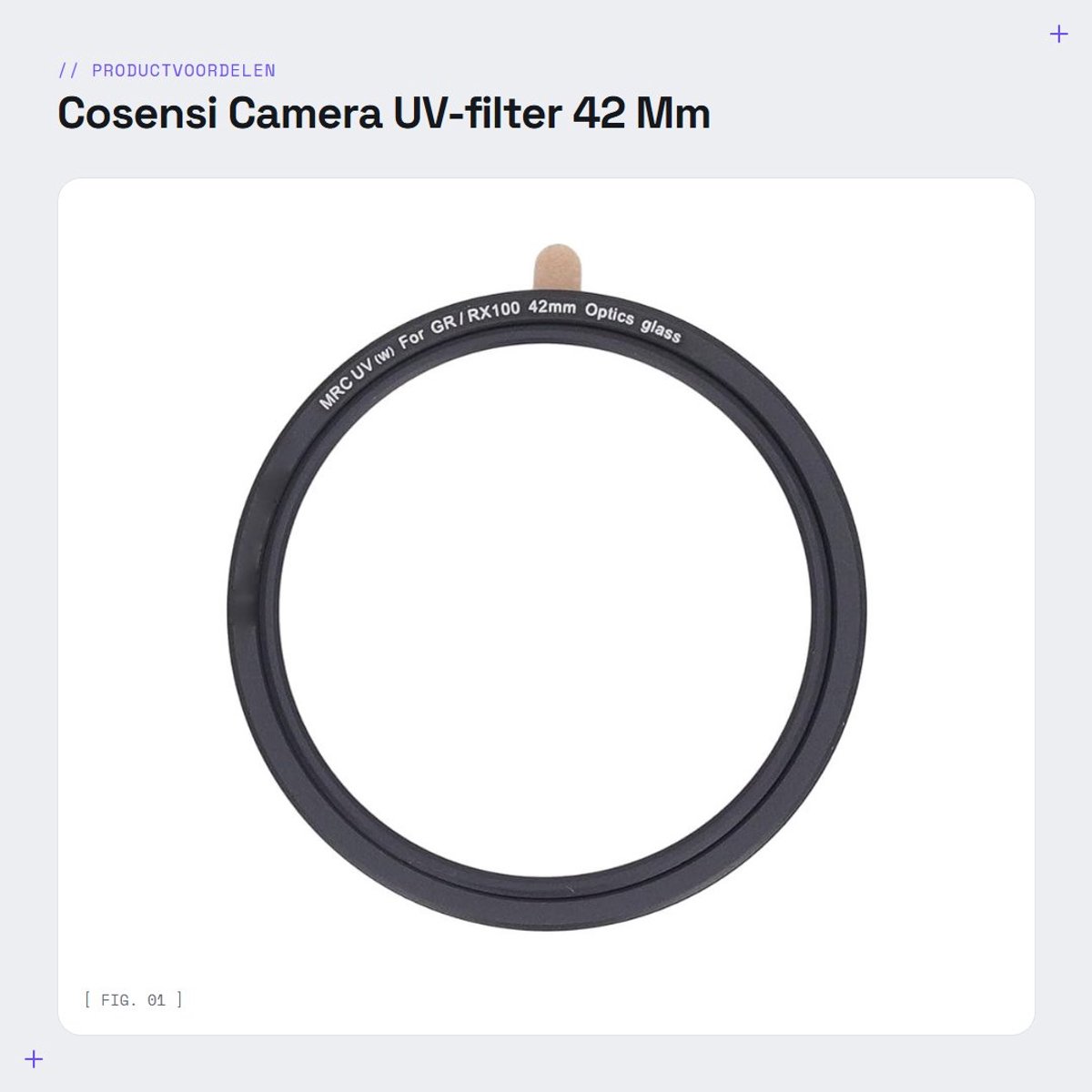 Dailygoods- UV-filter 42 mm - Hoge Lichtdoorlatendheid - Lage Reflectiviteit - Compatibel met GR3/GR3X/GR2 - Dun en Lichtgewicht - Optisch Glas - Camerafilter