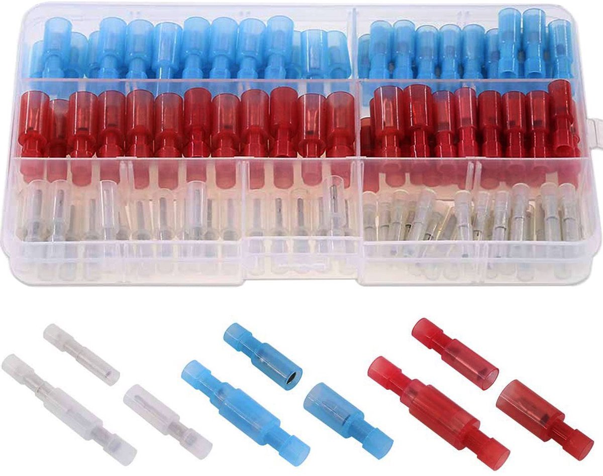 Dailygoods - 130-delige Assortiment Kabel Connectoren - Insulated Butt Crimp Connectors