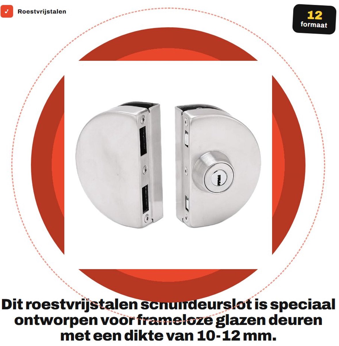 Dailygoods- Deurslot Schuifdeur - Roestvrij Staal - Cilinderslot - Deurslot Buitendeur - Deursloten - Vergrendeling - Glazen Slot
