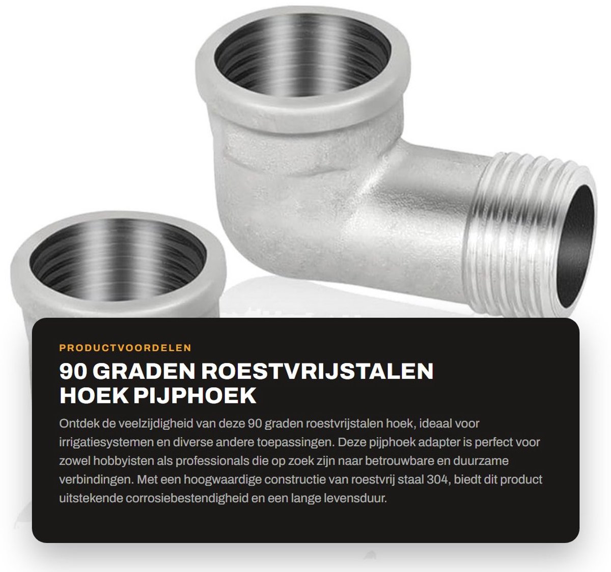 Dailygoods - 90 Graden Roestvrijstalen Hoek - Pijphoek Adapter - Duurzaam en Sterk - Zilver - Irrigatiesystemen - Set van 2 Stuks - Voor Binnendraad e...