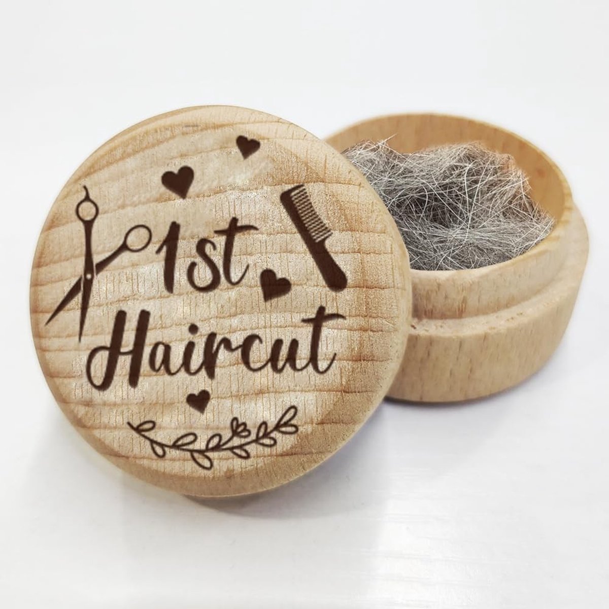 Dailygoods- Aandenken Doos Houten - Babyherinneringsdoos - Eerste Haar - Schattige Container - 3D-Doos - Hoogte 3,6 cm - Herinneringsdoos
