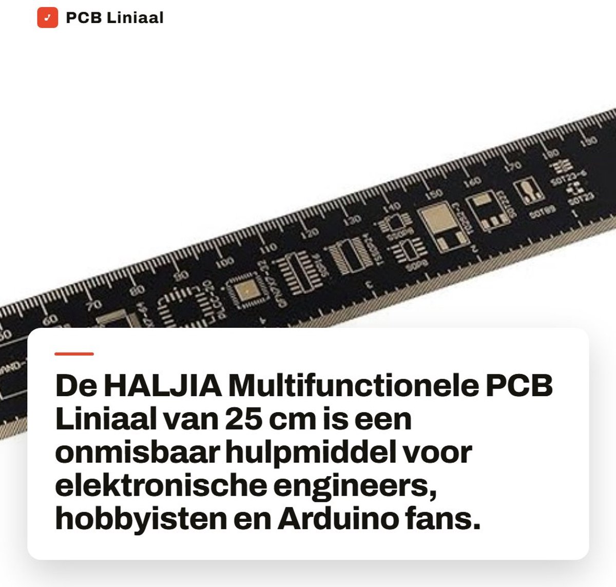Dailygoods - PCB Liniaal - Precisie Meetinstrument voor Elektronica - Ontwerp en Prototype - 25cm - Nauwkeurigheid - Geschikt voor Technici - Duurzaam
