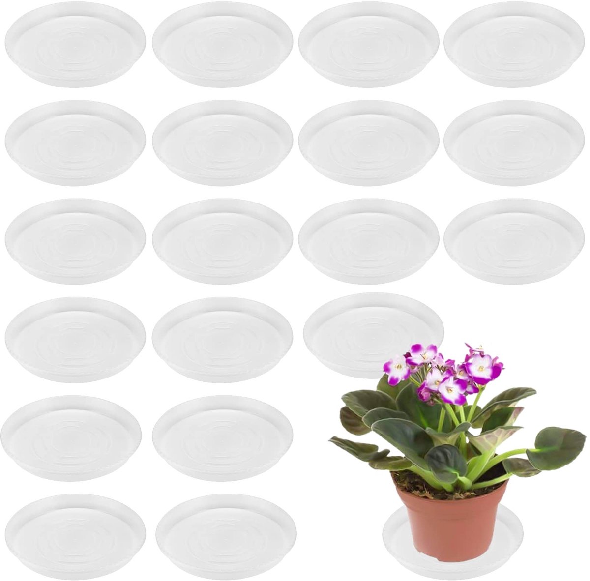 Dailygoods- Plantenschotels 20 Stuks - 25 cm - Plastic Druppelbakken - Voor Binnenplanten - Stevig en Duurzaam - Transparante Kleur