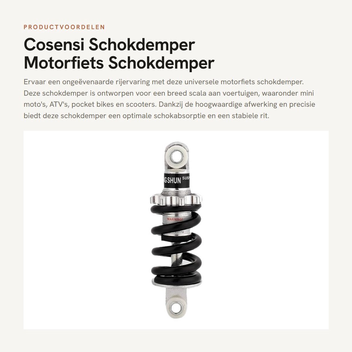Dailygoods- Schokdemper 125mm 750lbs - Universele Motorfiets - Schokabsorptie - Professioneel Vervaardigd - Soepelere Rit - Hoogwaardige Precisie - Motorfietsvering