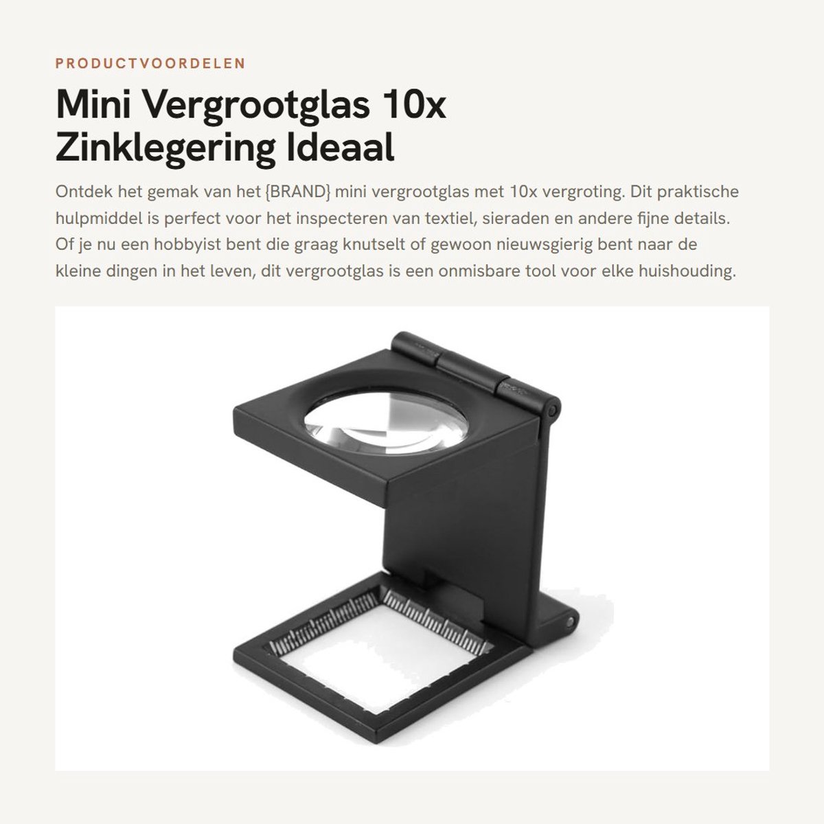 Dailygoods- Vergrootglas 10x - Mini Vergrootglas - Zinklegering - Herbruikbare Verpakking - Optisch Gereedschap - Voor Textiel/Sieraden - Loep