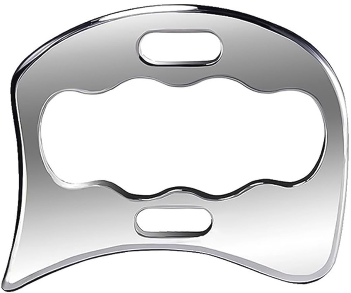 Dailygoods- Gua Sha Massagetool Roestvrij staal - Gua Sha Steen - Spier Schraper - Opbergzakje - Zachte Weefselmobilisatie - 10,1 x 7,6 cm