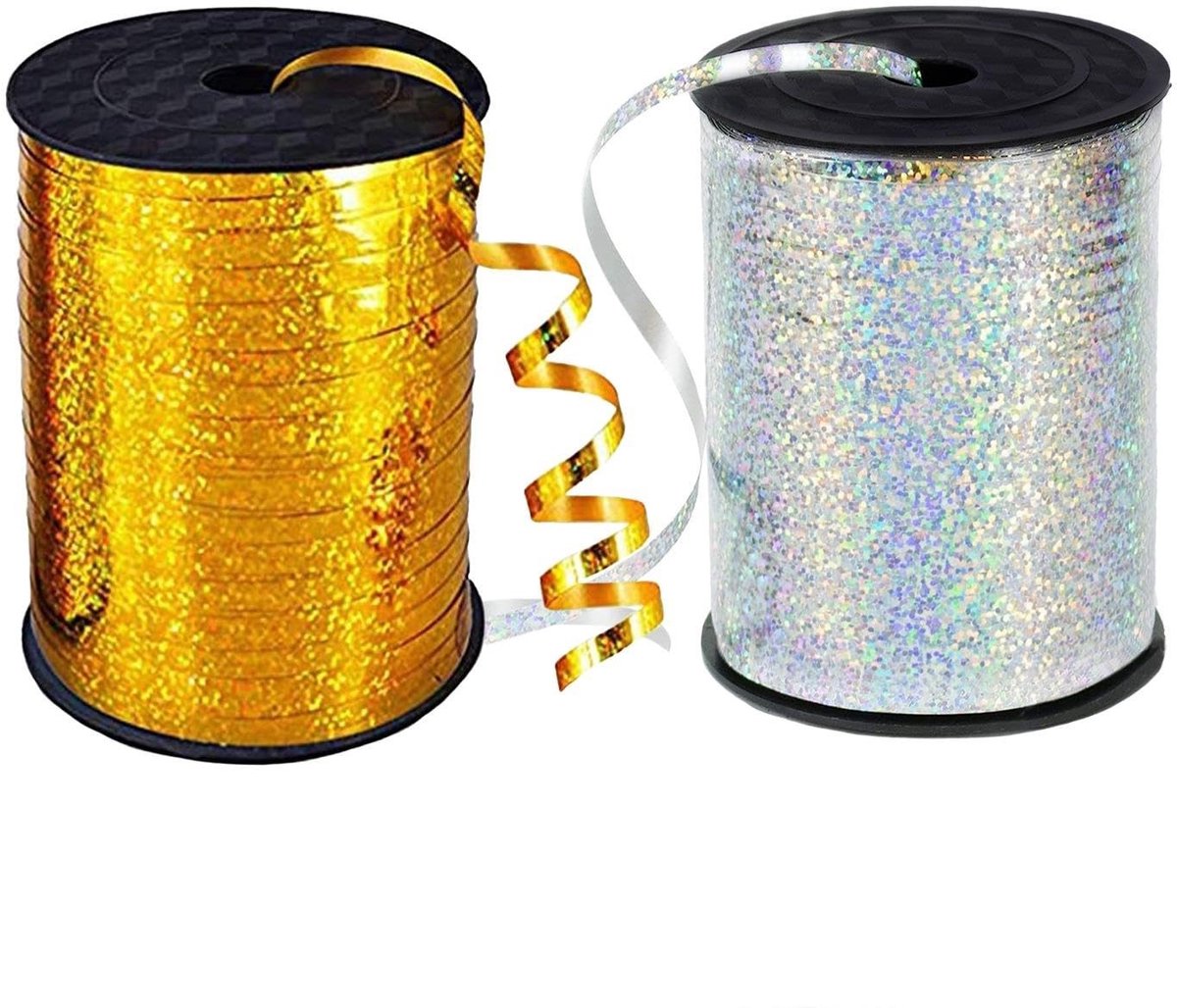 Dailygoods- Lasercadeaulinten 2 Rollen - Goud/Zilver - Verjaardagsdecoraties - Themafeesten - Bruiloften - Milieuvriendelijk Papier - Cadeaulint