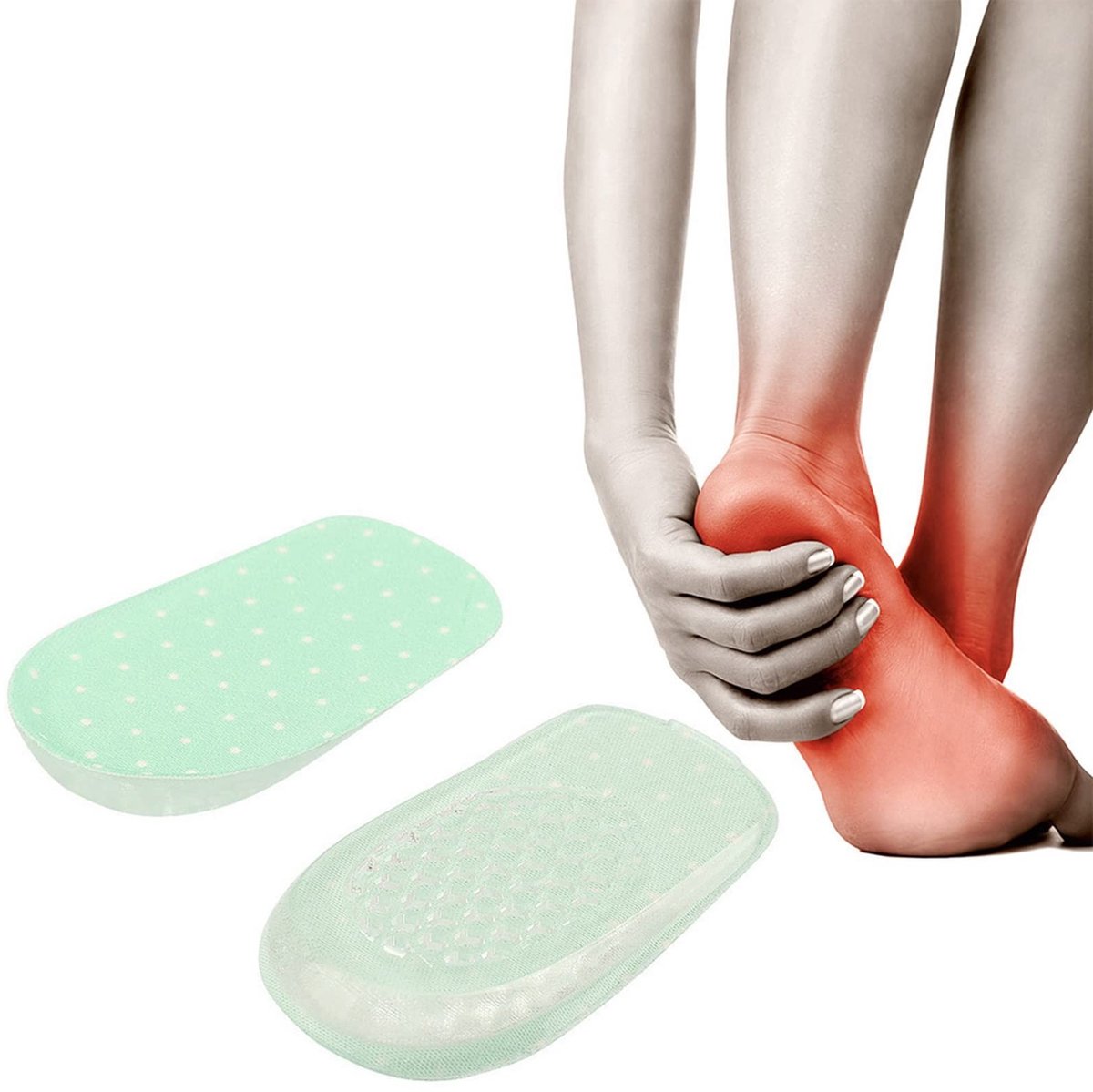 Dailygoods- Inlegzolen Hoogteverhogend - Siliconen Gel - Voetboog Ondersteuning - Hielkussen - 1 Paar - Flatterende Pasvorm - Voetbed