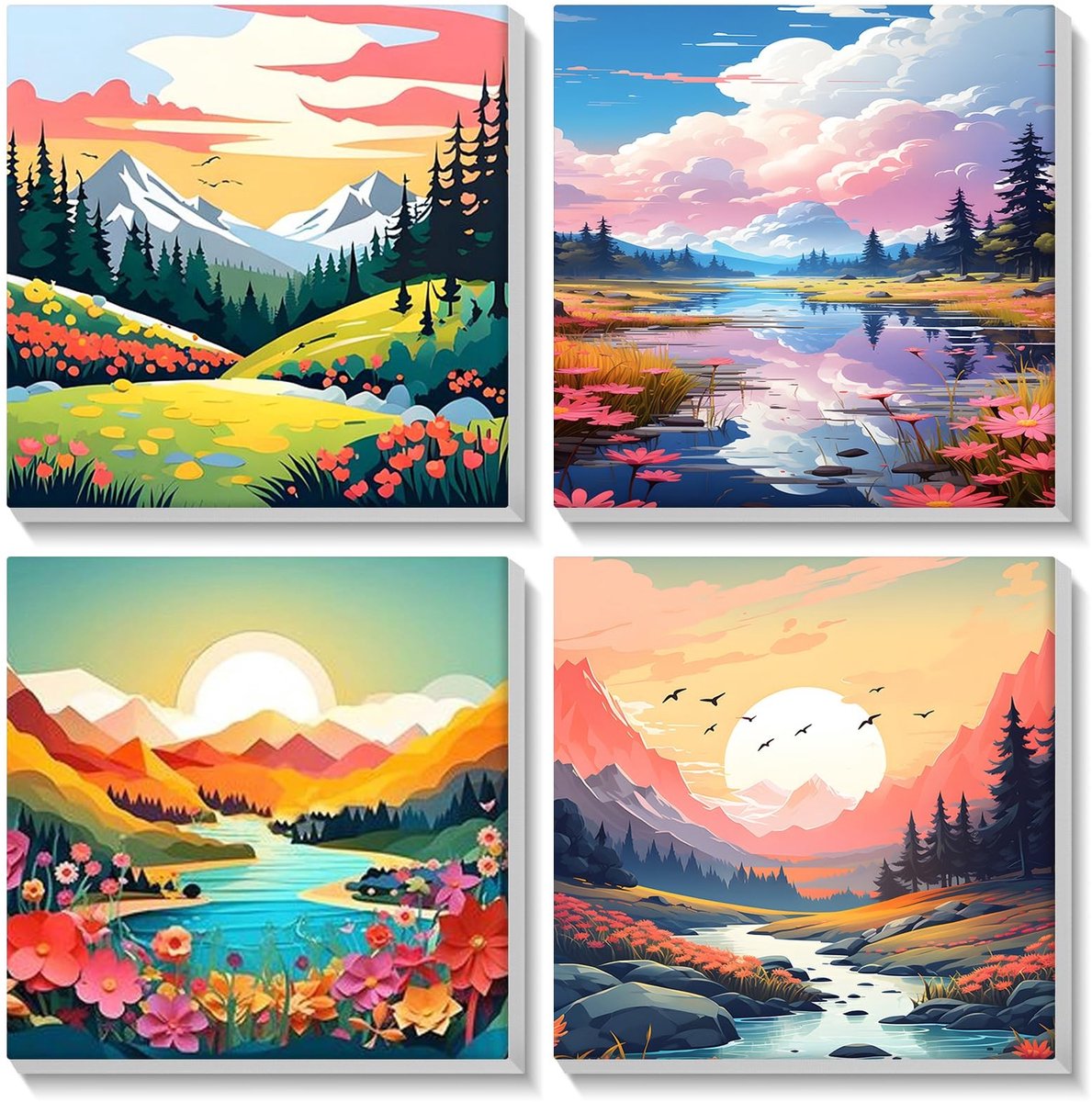 Dailygoods- Schilderen op Nummer - Landschap met Frame - Olieverfschilderijset - Voor Volwassenen/Kinderen - DIY Kit - Inclusief Penselen en Verf - Schilderkit