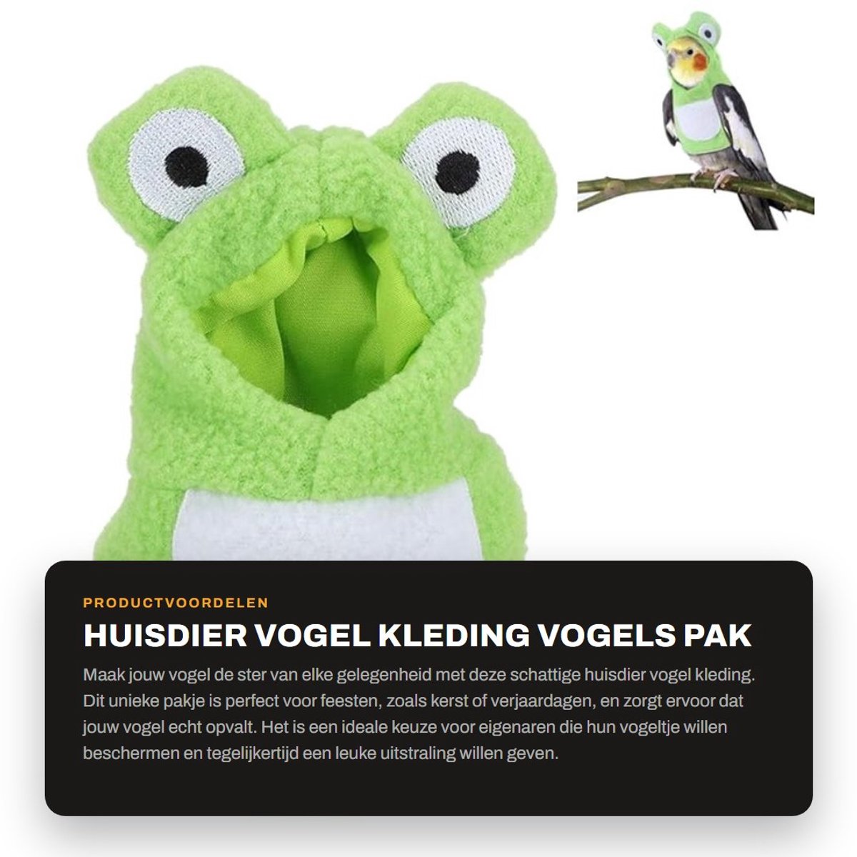 Dailygoods- Vogel Kleding Schattig Pak - Papegaaien Kleding - Huisdier Kleding - Cosplay Kleding - Maten Keuze - Comfortabele Katoenvoering - Huisdier Kostuum