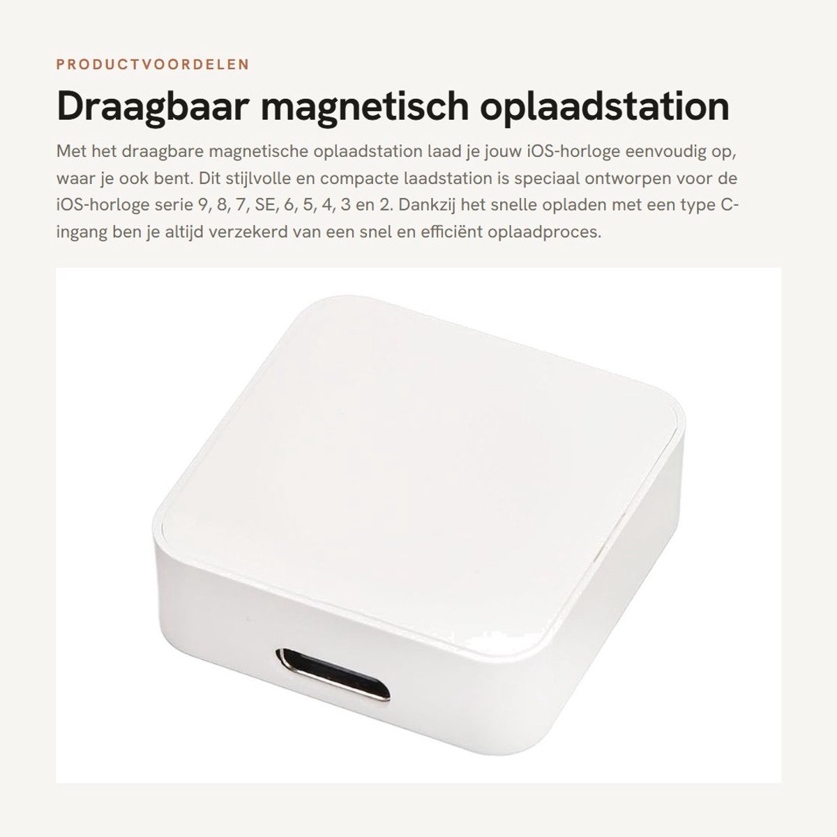 Dailygoods - Draagbaar magnetisch oplaadstation - Snellaadhouder voor iOS-horloge - Compact ontwerp - Snel opladen - Geschikt voor iOS-horloge serie 9...