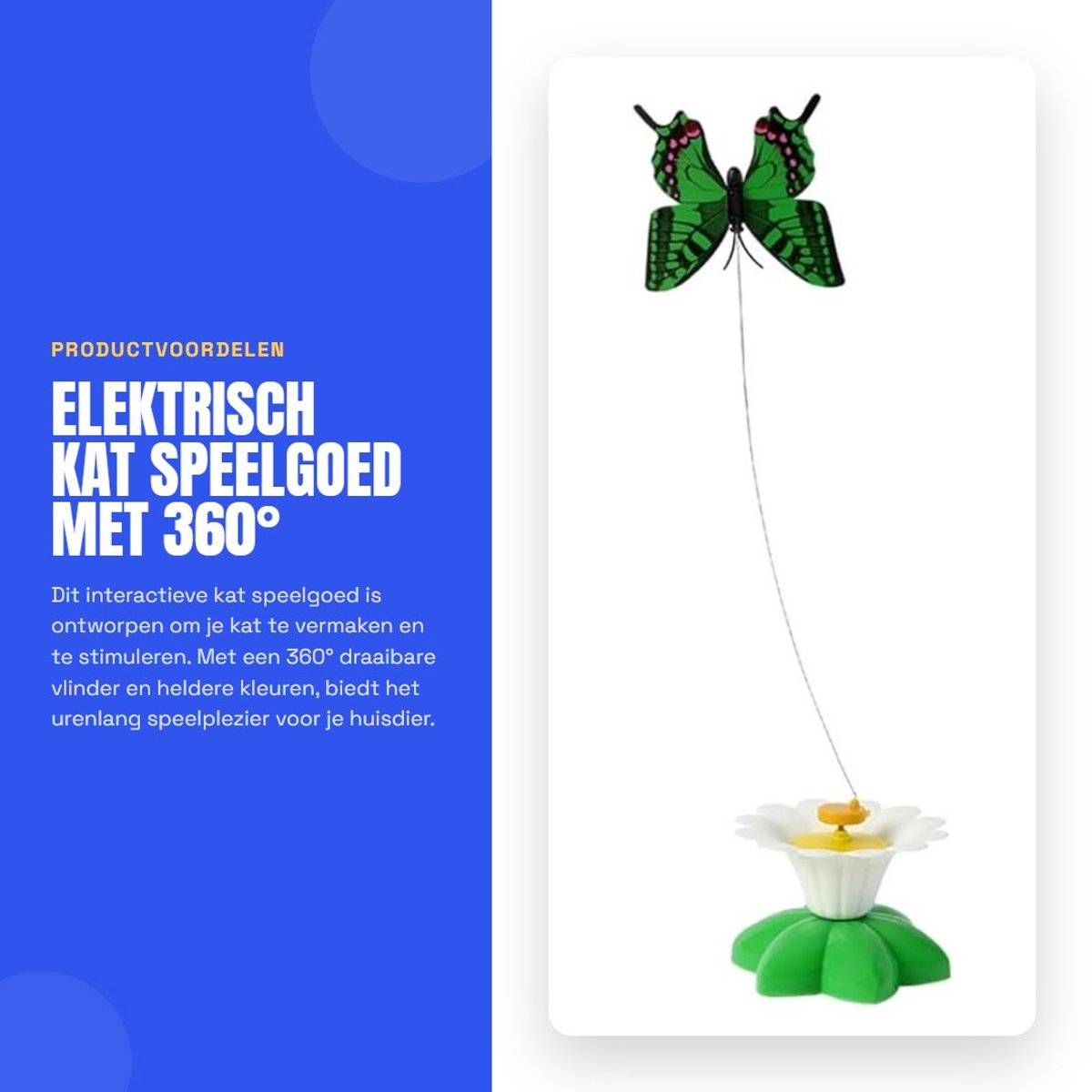 Dailygoods - Elektrisch Kat Speelgoed met 360° Draaibare Vlinder