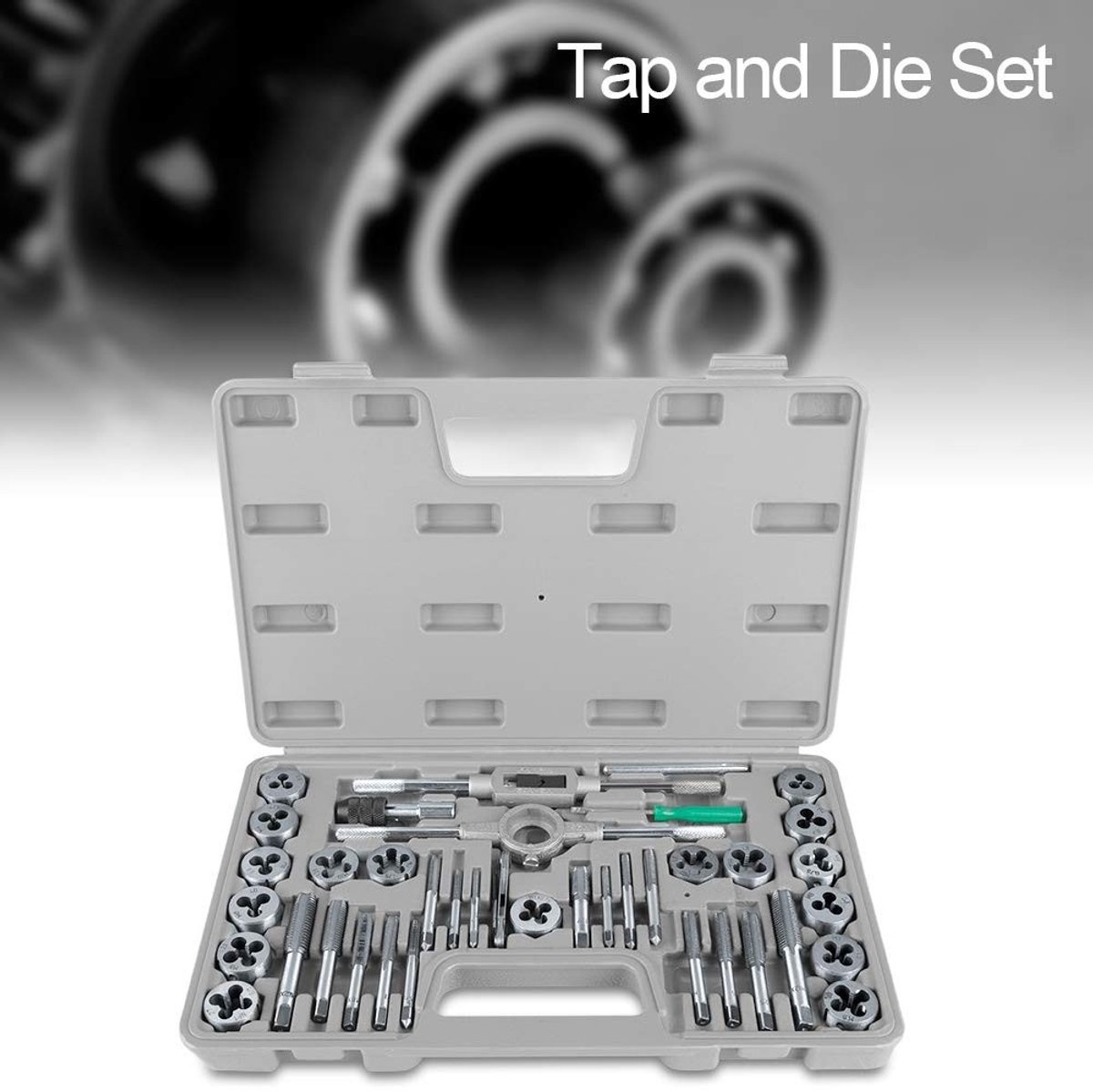 Dailygoods- Schroefdraad Tap en Snijset 40-delig - M3-M12 - Verstelbare Moersleutel - Schroefafstandmeter - Stalen Draadsnijder - Duurzaam en Sterk - Draadsnijset