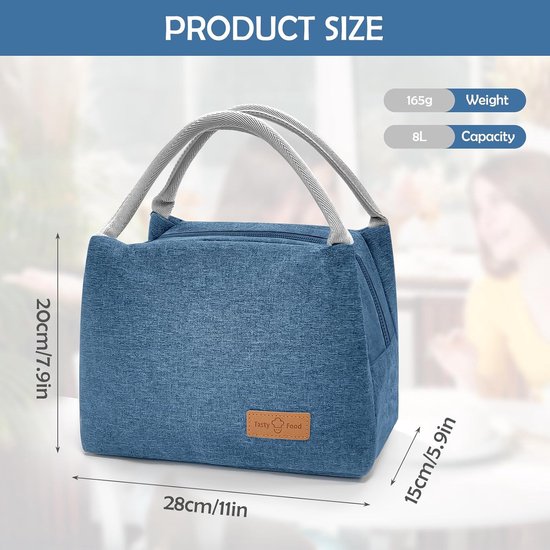 Koeltas - Lunchtas Isolatie - Maaltijden Koel Houden - Waterdicht Ontwerp - 6 Liter - Blauw — afbeelding 2