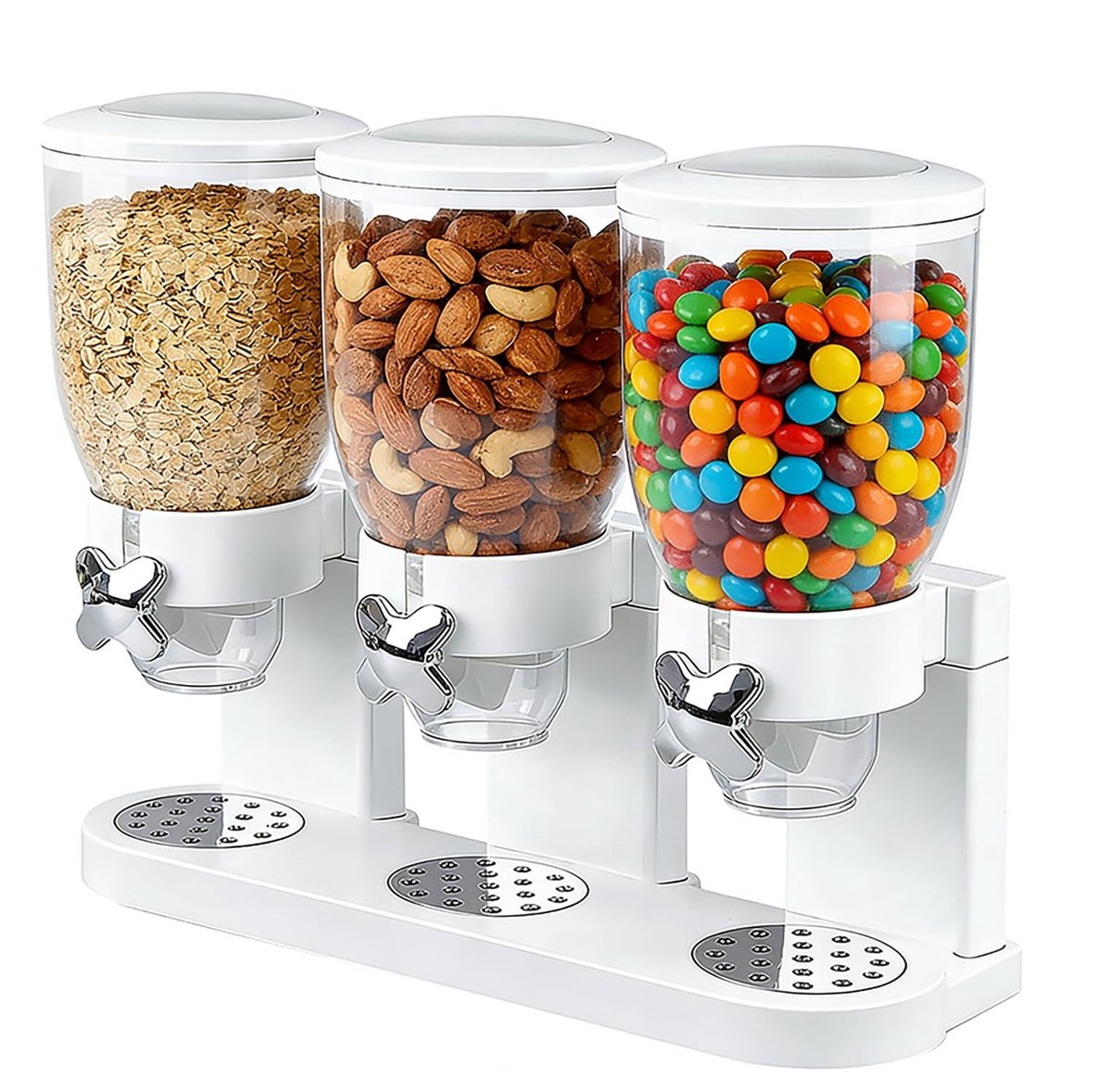 Dailygoods- Mueslidispenser 6 l - Drievoudige Mueslidispenser - Luchtdicht - Keukenorganizer - Transparant - Uitneembaar Dienblad - Voedselcontainer