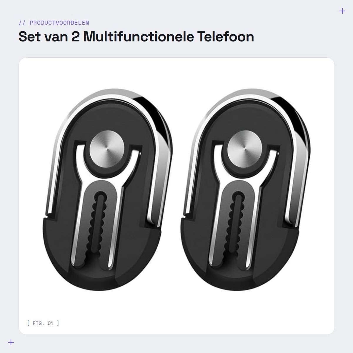 Dailygoods- Vingerring 2 stuks - Telefoonhouder auto - 360° rotatie - Universeel - Kunststof/Metaal - Duurzaam en lichtgewicht