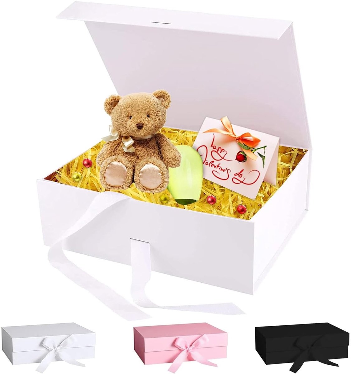 Dailygoods- Geschenkdoos met strik - 21x17x7cm - magnetische doos - herbruikbare verpakking - decoratieve doos - voor bruiloft/verjaardag/Kerst - Cadeauverpakking