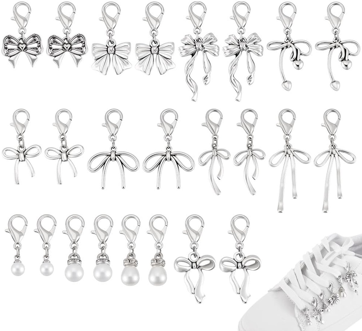 Dailygoods - Set van 24 Metalen Schoenveter Bedels in 12 Stijlen voor Creatieve Decoratie