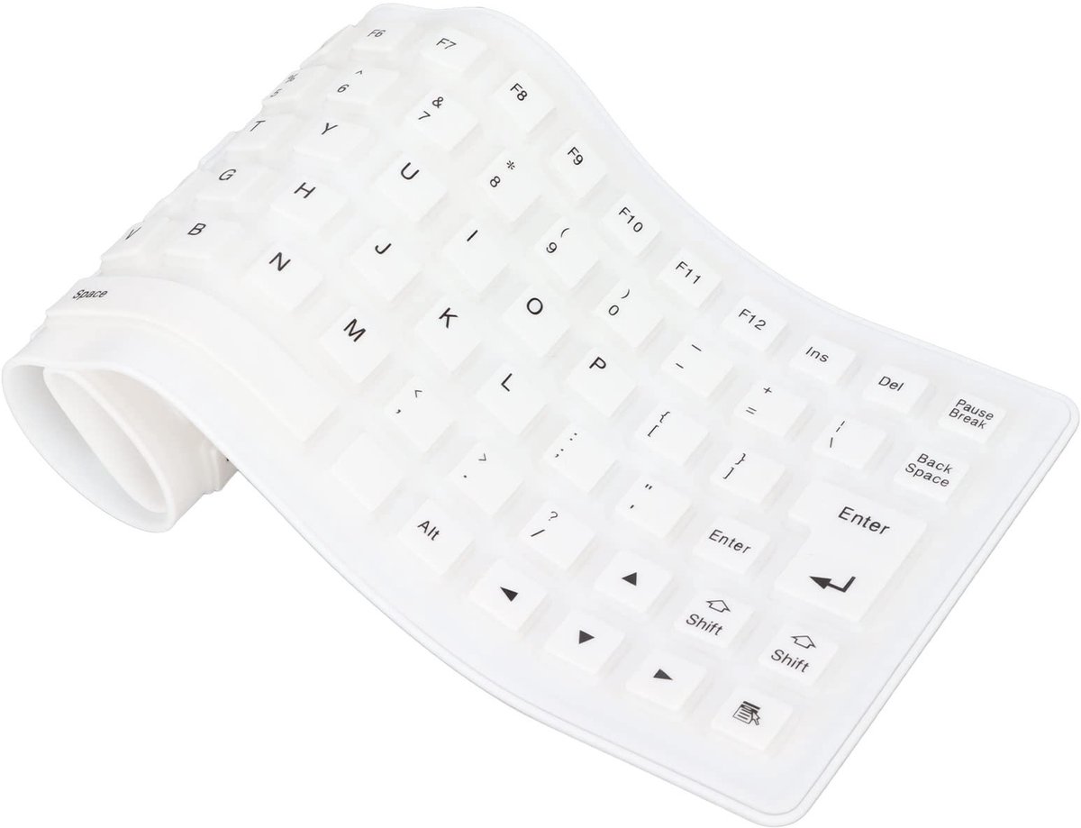 Dailygoods - Siliconen Toetsenbord - Waterdicht - Opvouwbaar - USB - Stofdicht - Zacht en Stil - Geschikt voor Thuis en Kantoor - Wit