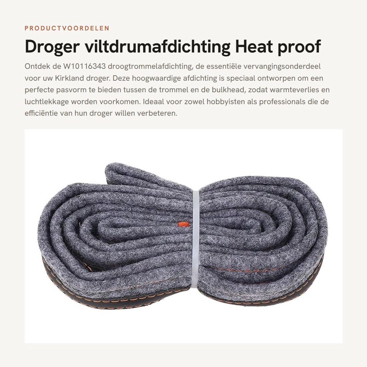 Dailygoods- Trommelafdichting - Vervangingsonderdeel voor Kirkland - Hittebestendig - Vilt - Verbeterde efficiëntie - Vermindert wrijving - Droogtrommelafdichting