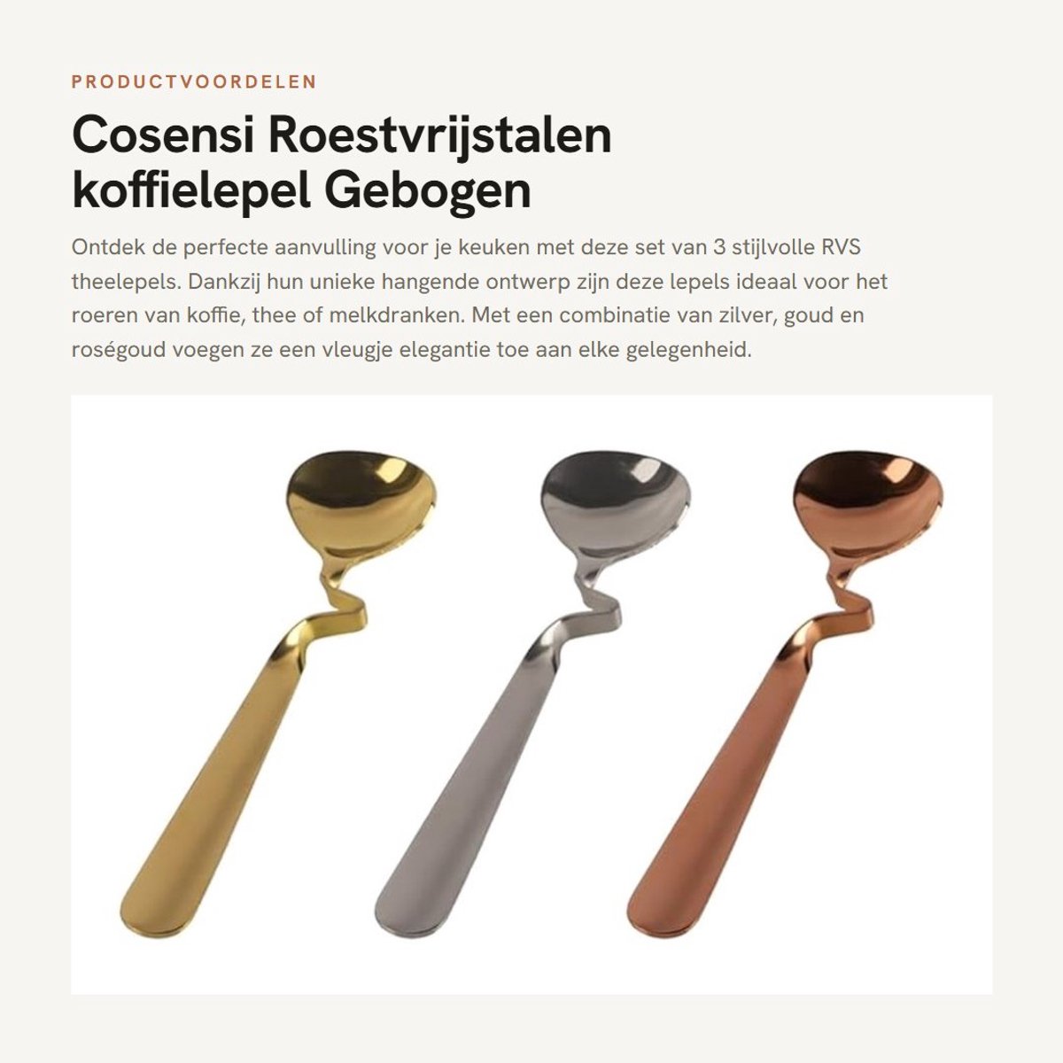 Dailygoods- Koffielepel Roestvrij Staal - Lepelhouder - Roerlepel - Hangend Ontwerp - Vaatwasserbestendig - Afmetingen 14,4 x 3,3 cm - Lepel