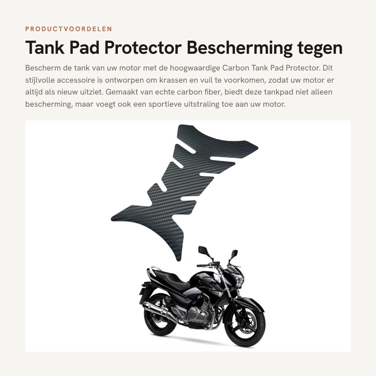 Dailygoods- Tank Sticker - Carbon Bescherming - Motor Accessoire - Tank Pad - Weerbestendig - 20.5 x 14 cm - Ultra-plak achterkant - Tankpad