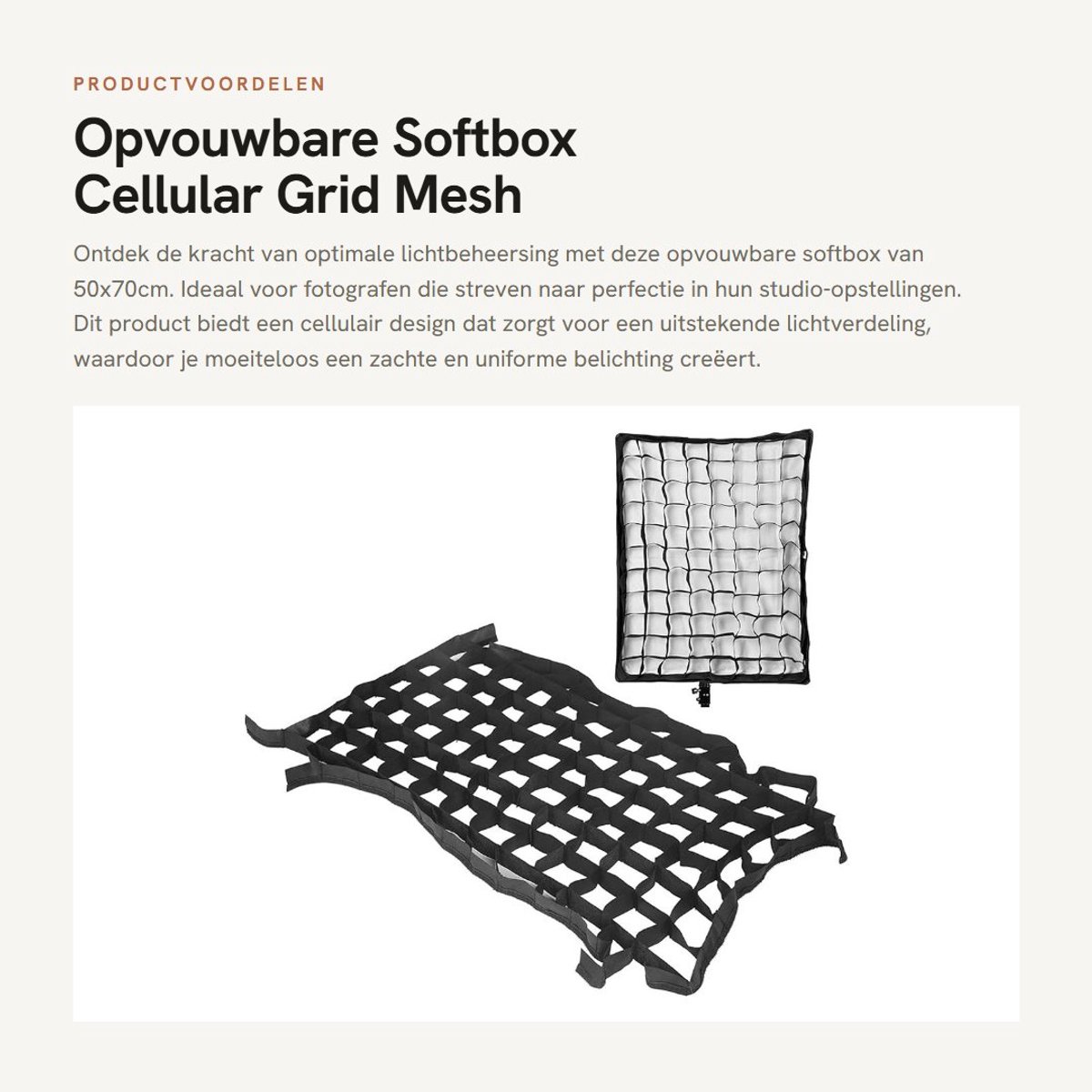 Dailygoods- Softbox 50x70cm - Opvouwbaar - Cellular Grid - Fotografie Accessoires - Directionele Controle - Eenvoudige Installatie - Fotografie Lichtbron