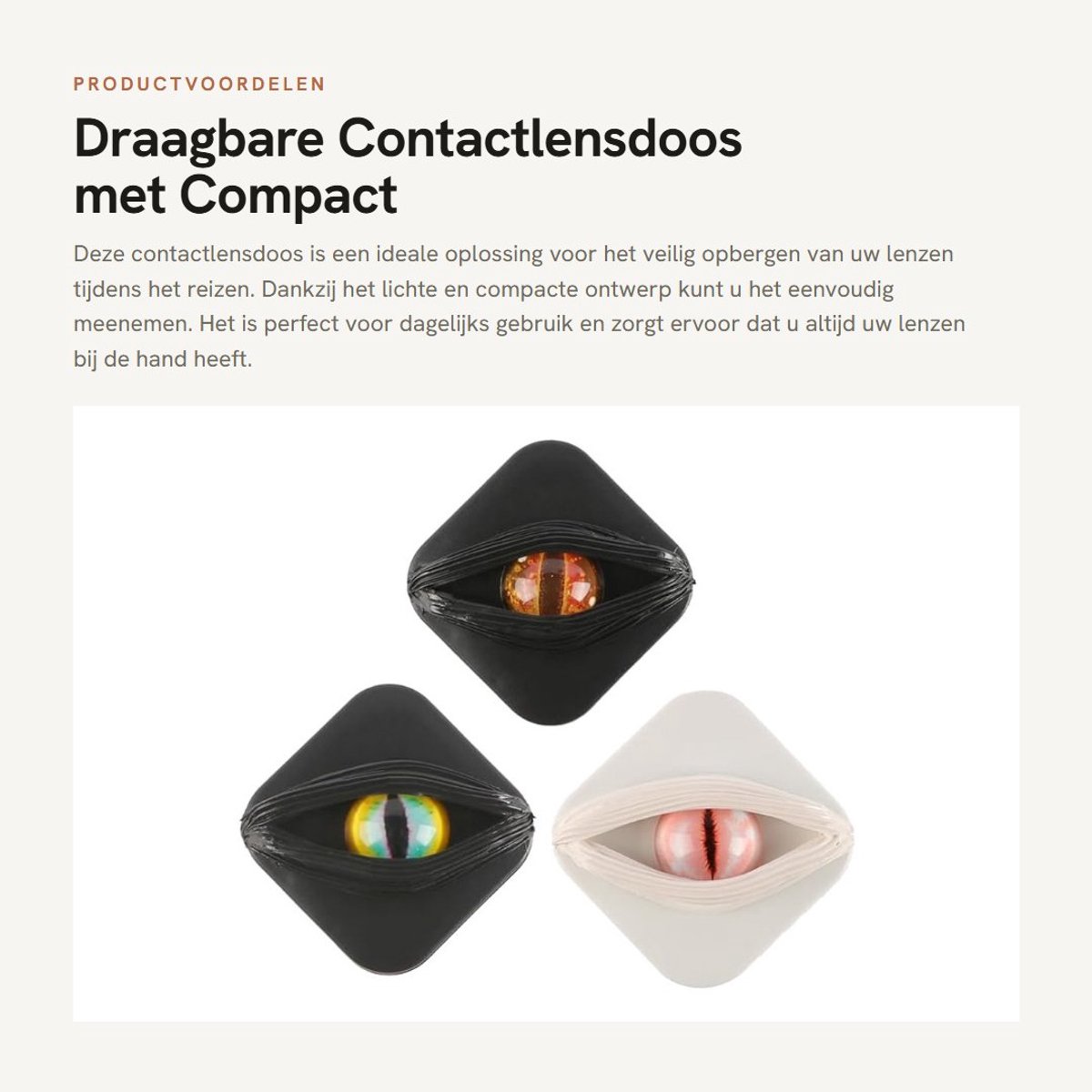 Dailygoods- Contactlensdoos Lichtgewicht - Reisdoos - Lenzendoosje - Oogopslag - Persoonlijkheidsdoos - Inclusief Spiegel/Pincet - Lenzenhouder