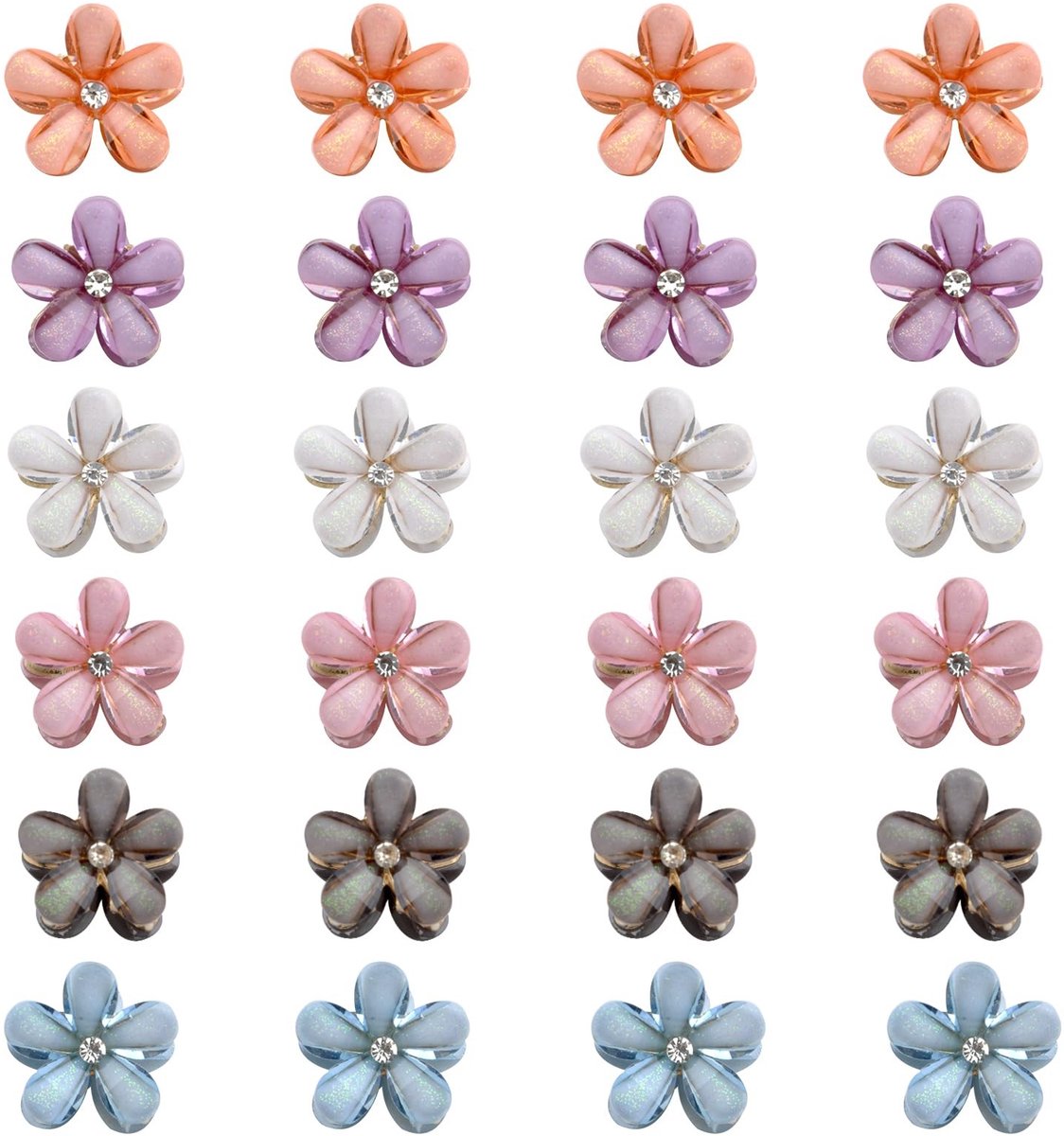 Dailygoods - Mini Haarspelden met Diamantbloemen - Schattige Haaraccessoires - Voor Dames en Meisjes - Perfect voor Feesten en Bruiloften - 24 Stuks -...