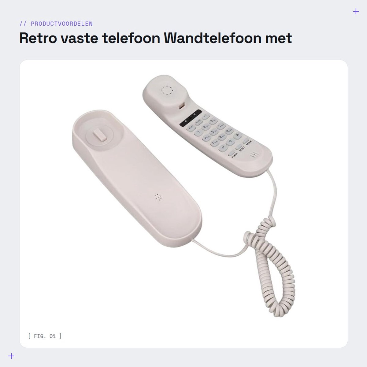 Dailygoods- Wandtelefoon met vintage design - Lichtgewicht - Instelbaar volume - Duidelijke belervaring - Multifunctioneel - Ruimtebesparend - Muurtelefoon