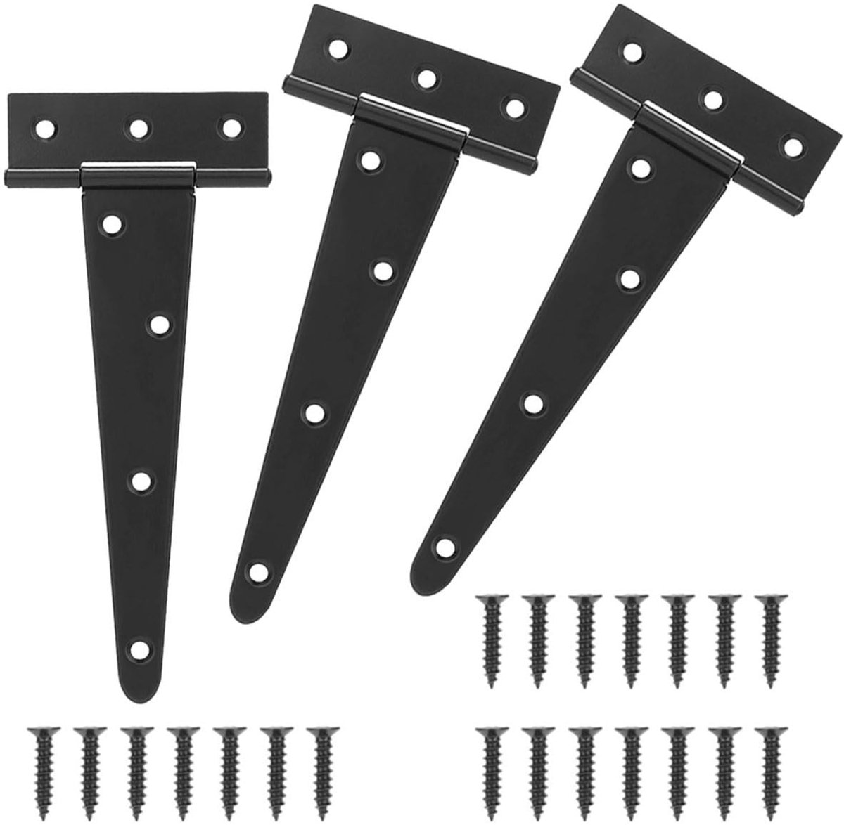 Dailygoods- T-hengsels 300mm - Set van 3 - Zwart Gecoat - Voor Tuindeuren - Schuurdeuren - Robuust en Schokbestendig - Deurhengsels