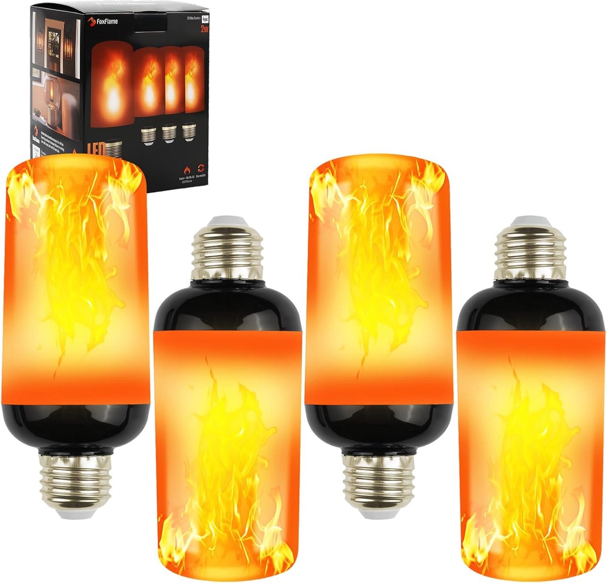 Flammeffect LED-lampen - Flikkerende Kaarslampen - Sfeerverlichting Creëren - 4 Verlichtin