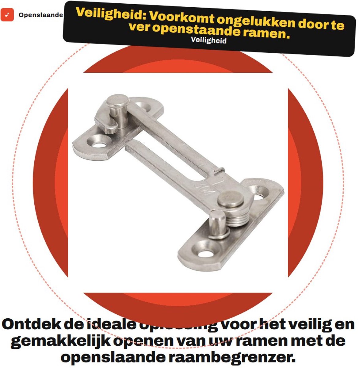 Dailygoods- Raambegrenzer Robuust - Raamvastzetter - Raamuitzetter - Raambeveiliging Kind - Raamklem - Krachtige veren 2,5 mm - Raamstopper