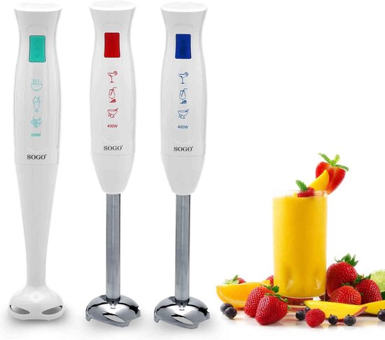 Elektrische Handmixer - Keukenmixer Klopper - Beslag Maken - Roestvrijstalen Bladen - 200 W - Wit Blauw — afbeelding 3