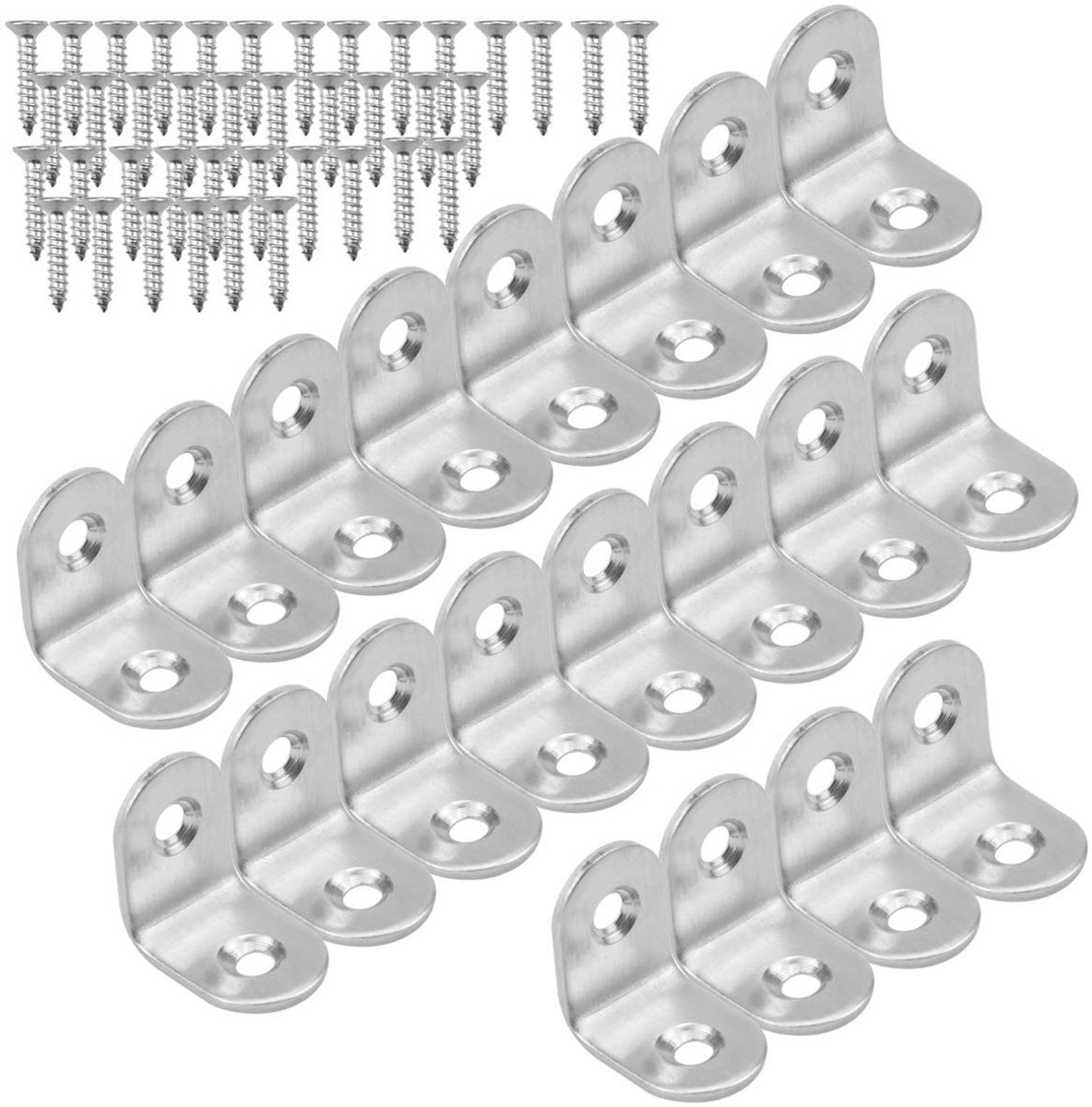 Dailygoods- Hoekverbinder 20 Stuks - Roestvrij Staal - 90 Graden - Meubelhoek met Schroeven - Kleine Hoekklem - Formaat 20 x 20 x 15 mm - Hoekconnector