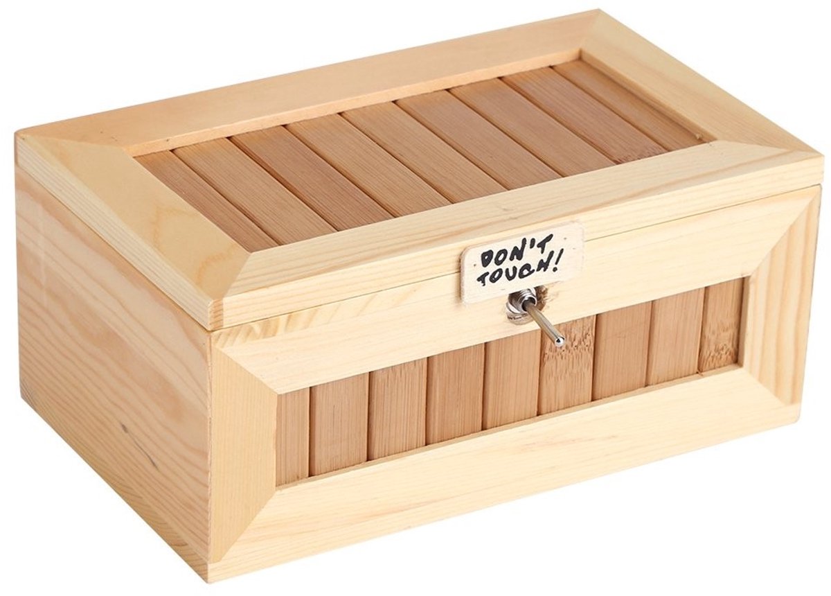 Dailygoods - Nutteloze Doos - Houten Bureau Decoratiedoos - Grijs - Verrassingen en Stressverlichting Speelgoed - Uniek en Leuk - Geschikt voor Bureau...