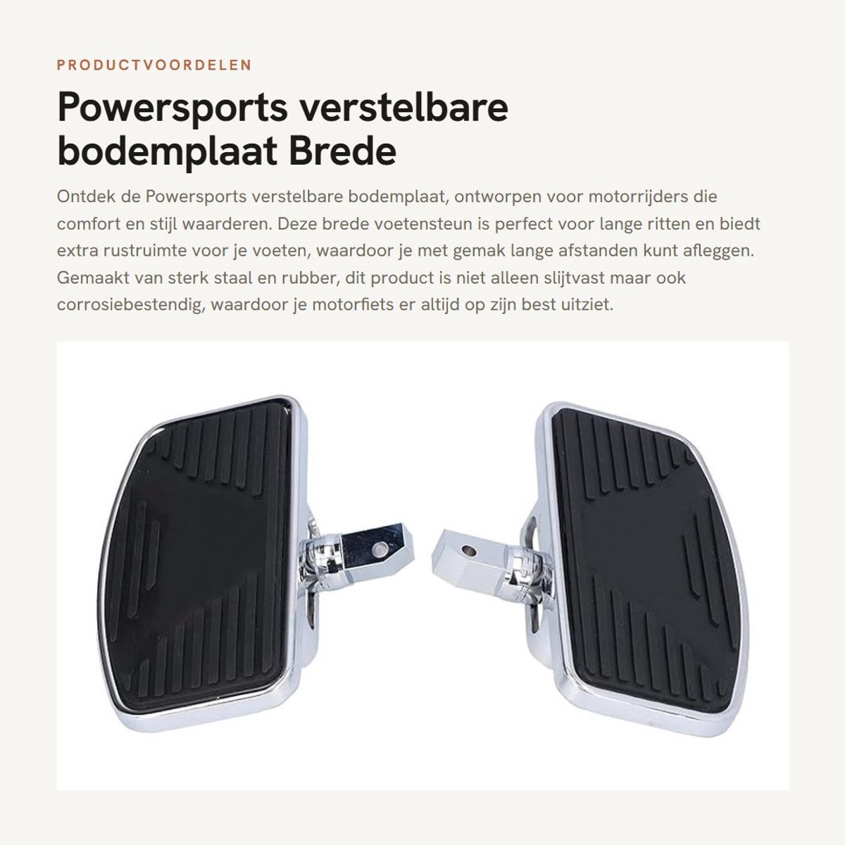 Dailygoods- Bodemplaat verstelbaar - Motorfiets vloer - Brede voetensteun - Slijtvast staal/rubber - Eenvoudige installatie - Comfortabel rijden
