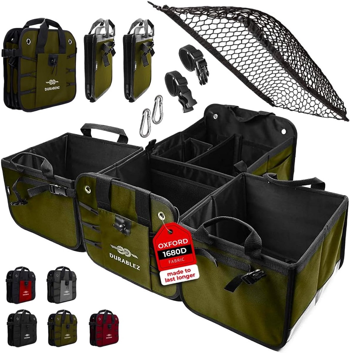 Kofferbak Organizer - Auto Opbergbox - Auto Opbergen - Verstelbare Secties - XXL Formaat - Militair Groen