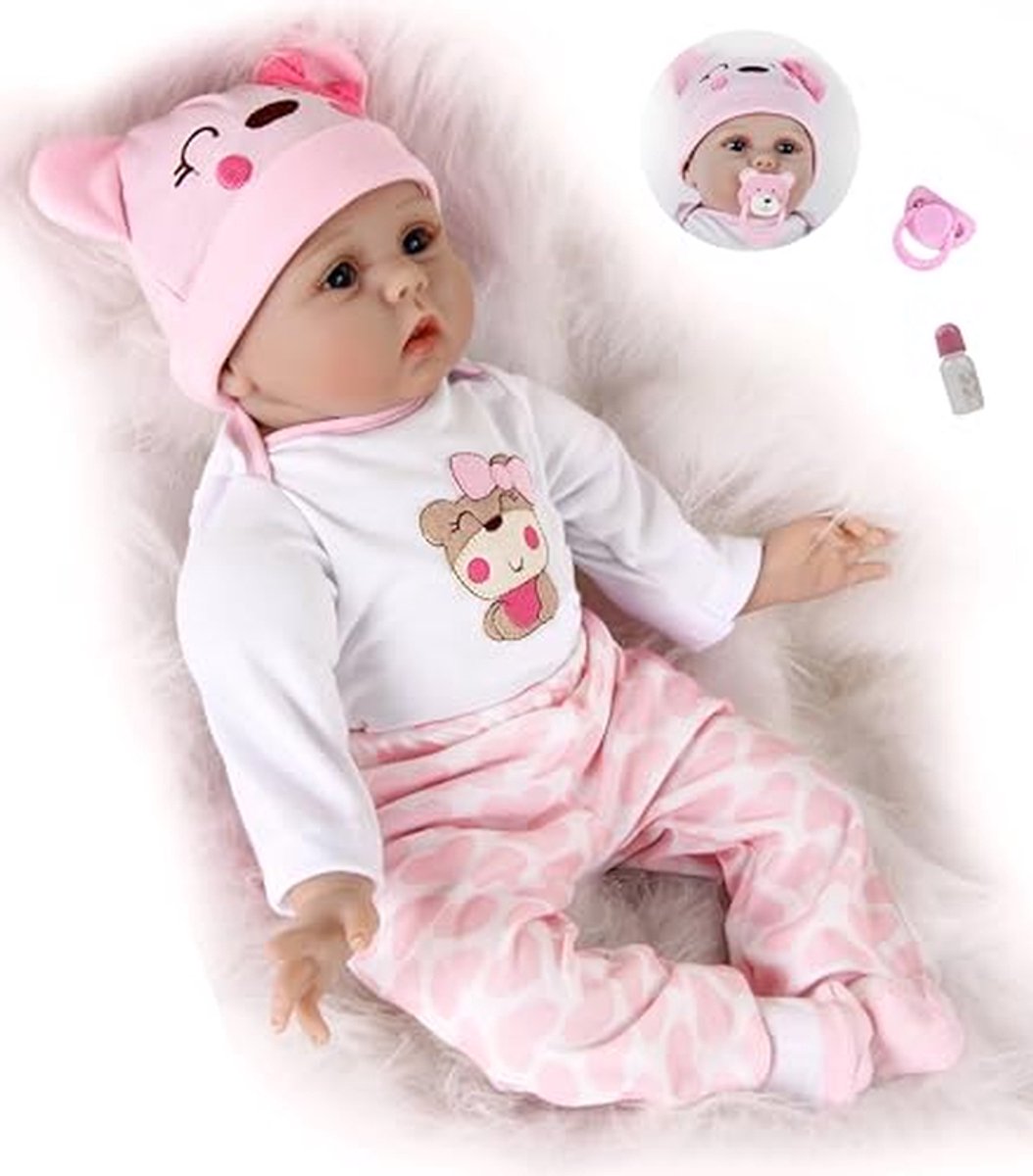 Reborn pop - Babypop - Kinderspel - Realistisch ontwerp - 55 cm - Roze