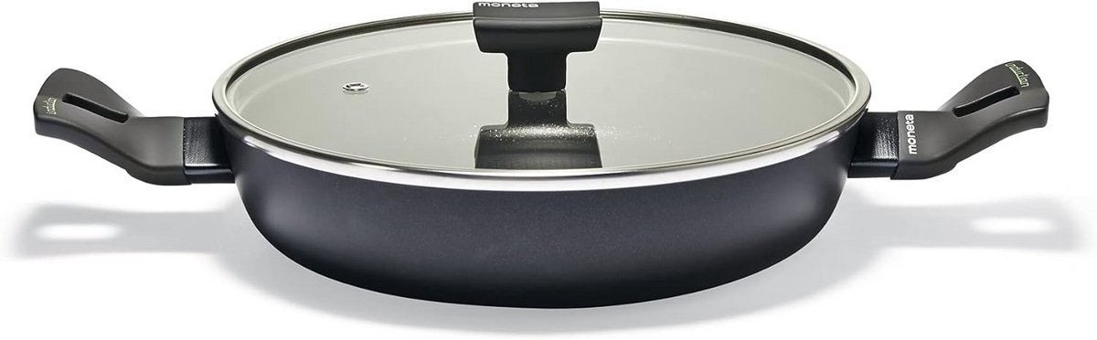 Soeppan Aluminium - Kookpan Zwart - Snel Koken - Veshard Antiaanbaklaag - 24 cm - Zwart