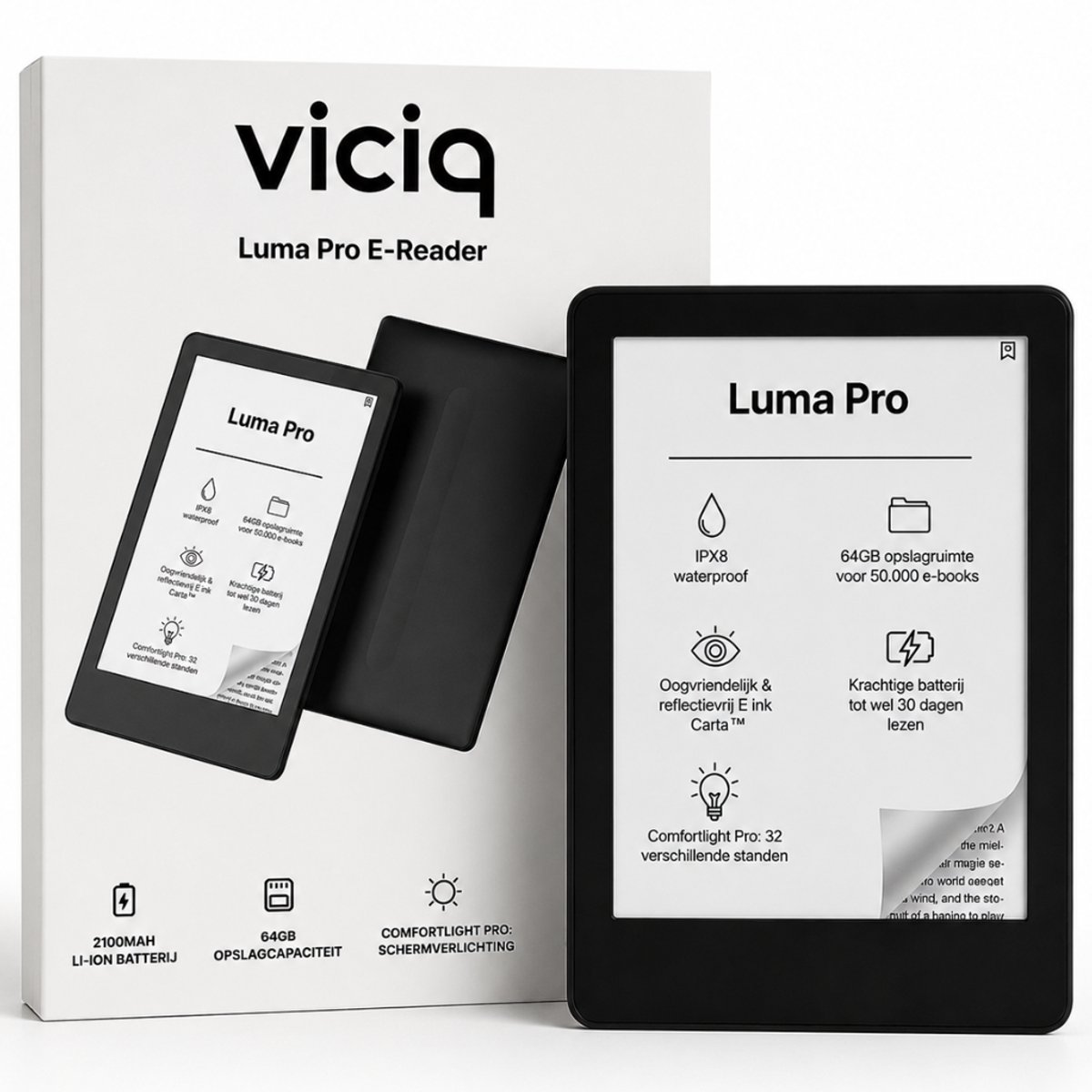 Viciq Luma Pro E-reader 2026 - 6 Inch Touchscreen met - Viciq - €144,95