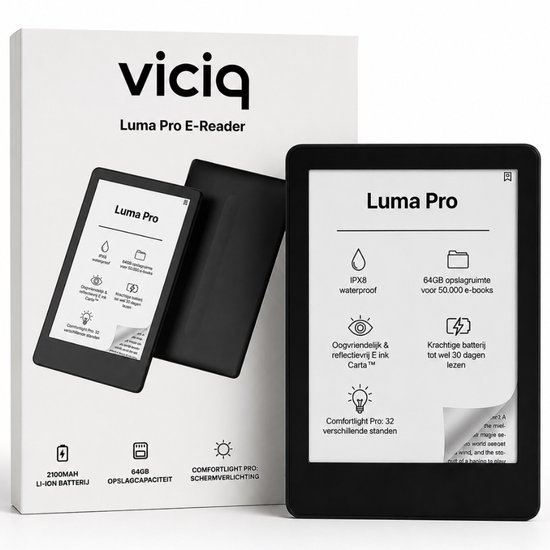 Viciq Luma Pro E-reader 2026 - 6 Inch Touchscreen met - Viciq - €144,95
