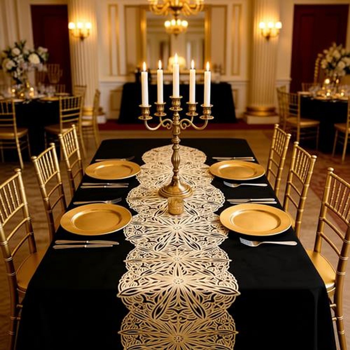 Gouden kleine tafelloper 91 cm hittebestendig vinyl tafelkleed voor dinerfeest bruiloftdecoratie