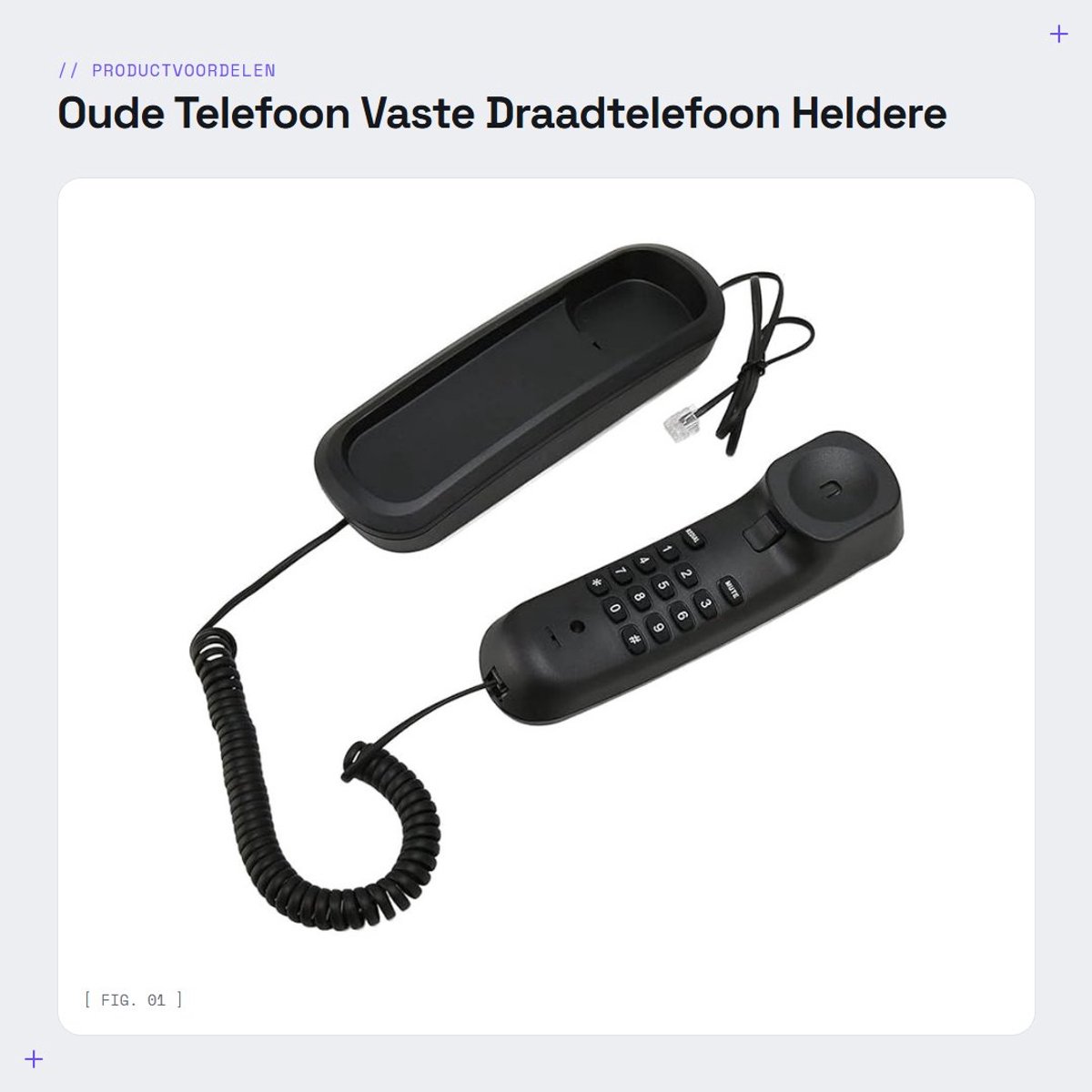 Dailygoods- Draadtelefoon Heldere Geluidskwaliteit - Vaste Telefoon - Mute-functie - Wandtelefoon - Compact - Plug and Play