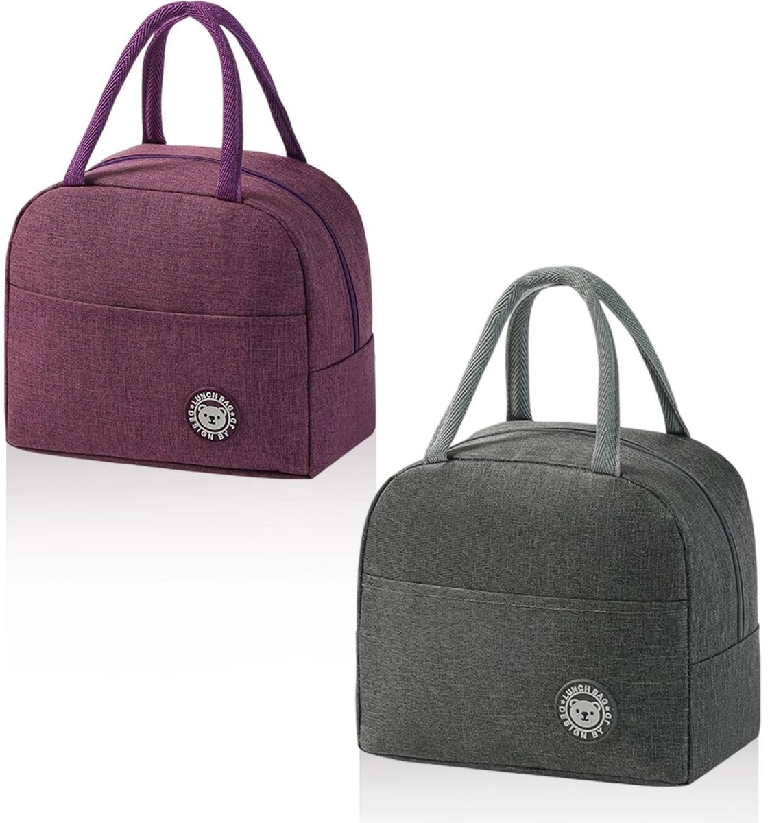Dailygoods- Lunchtas 2 Stuks - Mini-Koeltas - Kleine Koeltassen - Praktische Hengsels - Voor Kantoor/School - Zijvakken